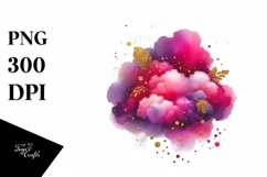 Colorful Magenta Cloud with Small Golden Foil | Sublimation Product Image 3