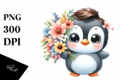 Cute Penguin Big Eyes Large Bouquet | Clipart Product Image 3