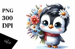 Cute Penguin Big Eyes Large Bouquet | Clipart Product Image 1
