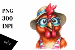 Funny Chicken Portrait Beachwear Clipart Product Image 3