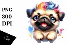 Expressive Pug with Cool Hair, Vibrant PNG Product Image 1