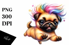 Expressive Puppy Pug Watercolor PNG Product Image 1