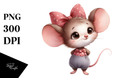 Thoughtful Funny Baby Mouse Standing Bow Clipart Product Image 1