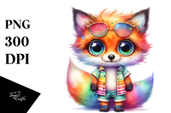 Colorful Summer Fox with Crazy Eyes | Sublimation | Clipart Product Image 1