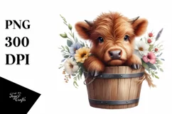 Cute Baby Highland Cow PNG Product Image 1