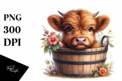 Cute Baby Highland Cow PNG Product Image 3