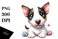 Baby Bull Terrier Watercolor Cute PNG Product Image 1
