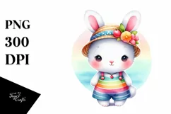 Colorful Cute Baby Bunny for Summer | Sublimation Clipart Product Image 3