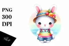 Colorful Cute Baby Bunny Dressed for Summer Clipart Product Image 3