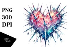 Washed Watercolor Spikes Heart Product Image 1