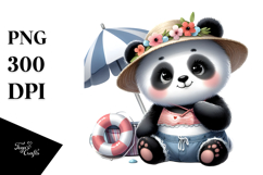 Digital Watercolor with Cute Baby Panda, Transparent PNG Product Image 1