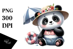 Digital Watercolor with Cute Baby Panda, Transparent PNG Product Image 1