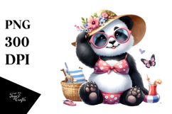 Digital Watercolor with Cute Baby Panda, Transparent PNG Product Image 1