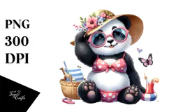 Digital Watercolor with Cute Baby Panda, Transparent PNG Product Image 1
