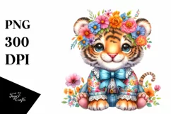 Cute Baby Tiger Dressed in Whimsical Flowers | Sublimation | Product Image 3