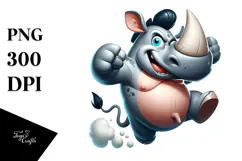 Cartoony Rhino with Mock Seriousness PNG Product Image 1