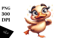 Whimsical Duck Cartoon, Watercolor Art Product Image 1