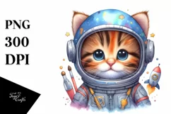 Funny Astronaut Helmet Kitten for Summer Clipart Product Image 1