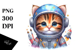 Funny Astronaut Helmet Kitten for Summer Clipart Product Image 1