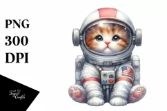 Funny Astronaut Helmet Kitten for Summer Clipart Product Image 1