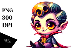 Vampire Sitting with Retro Haircut PNG Product Image 1