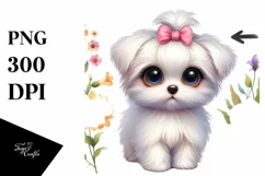 Whimsical Baby Maltese Standing Up Clipart Product Image 1