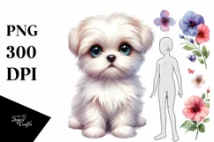 Whimsical Baby Maltese Standing Up Clipart Product Image 3