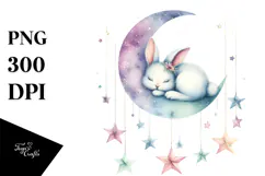 Boho Baby Bunny on Moon, Transparent PNG Product Image 1