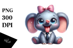 Whimsical Elephant with Tongue Out, Transparent PNG Product Image 1