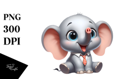 Whimsical Cartoon Elephant PNG Product Image 1
