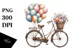 Vintage Rusted Bicycle Balloons Clipart Product Image 3
