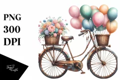 Vintage Rusted Bicycle Balloons Clipart Product Image 3