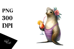 Happy Seal in Beachwear, Transparent PNG Product Image 1