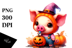 Baby Pig Halloween Drawing | Clipart Product Image 1