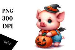 Baby Pig Halloween Drawing | Clipart Product Image 1