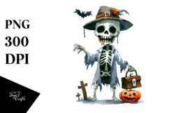 Funny Undead Halloween Clipart PNG Product Image 1