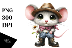 Expressive Watercolor Mouse with Rain Boots Clipart Product Image 1