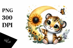 Whimsical Baby Tiger Holding Sunflower Product Image 3