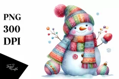 Colorful Snow Man with Scarf PNG Product Image 1