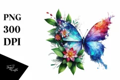 Abstract Vibrant Watercolor Butterfly, Transparent PNG Product Image 3