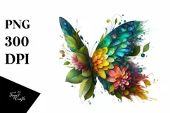 Abstract Vibrant Watercolor Butterfly, Transparent PNG Product Image 1