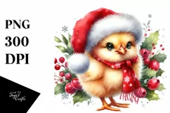 Watercolor Christmas Chicken PNG Product Image 1