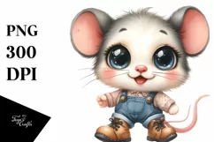 Expressive Happy Baby Mouse with Boots Clipart Product Image 1