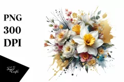 Colorful Abstract Bouquet with Gold Foil Daffodil | Product Image 3