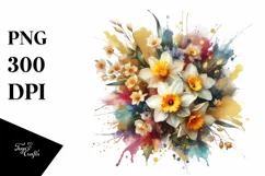 Colorful Abstract Bouquet with Gold Foil Daffodil | Product Image 3