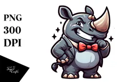 Mischievous Rhino with Bow Tie, PNG Product Image 1