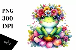 Cartoon-Style Frog with Flower Crown | Vibrant Product Image 3
