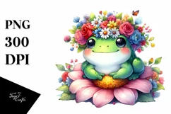 Cartoon-Style Frog with Flower Crown | Vibrant Product Image 1