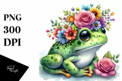 Cartoon-Style Frog with Flower Crown | Vibrant Product Image 1