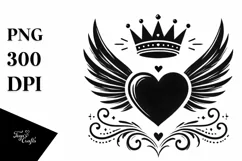 Heart with Wings and Crown, Transparent PNG Product Image 1